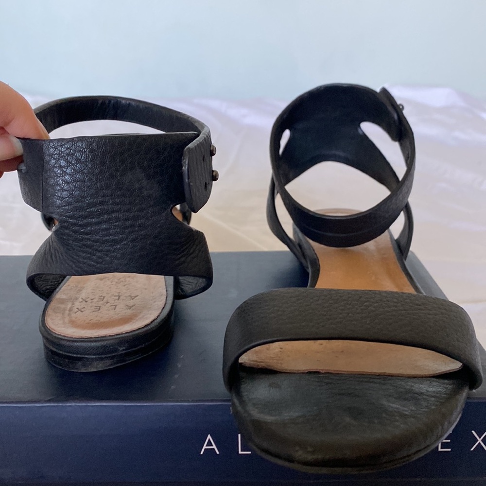 8.5 black leather sandals with ankle strap